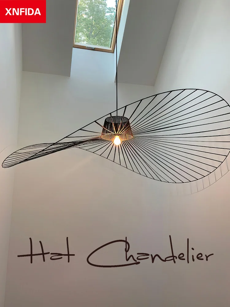 

140cm/160cm/170cm Hat Chandeliers Creative Woven Ceiling Lamp Bedroom Living Room Lighting Decoration Lampara Techo Lustre Salon