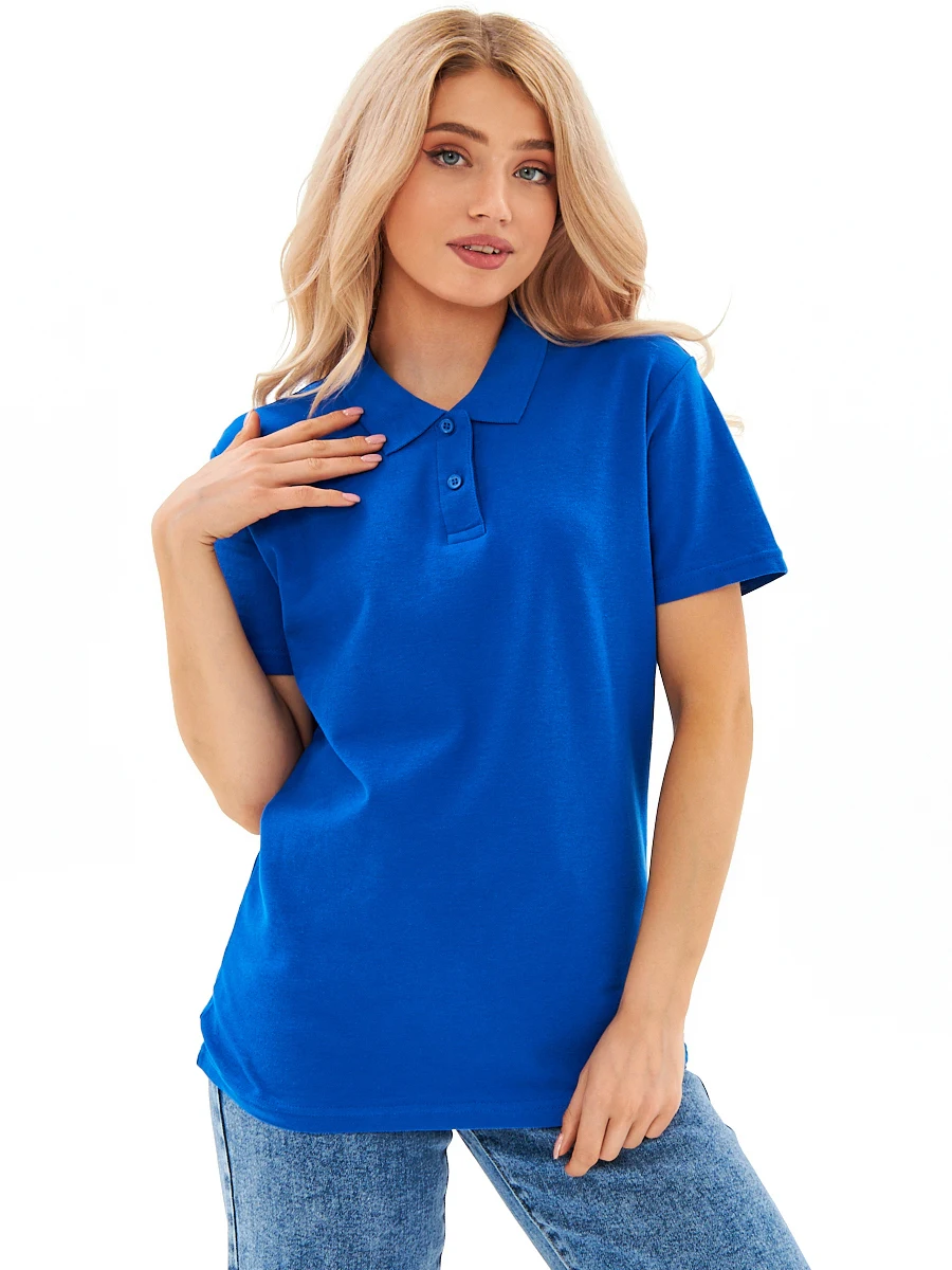 Поло женское классическое прямое хлопковое ROVELLO 2029/2 ярко-синий |
