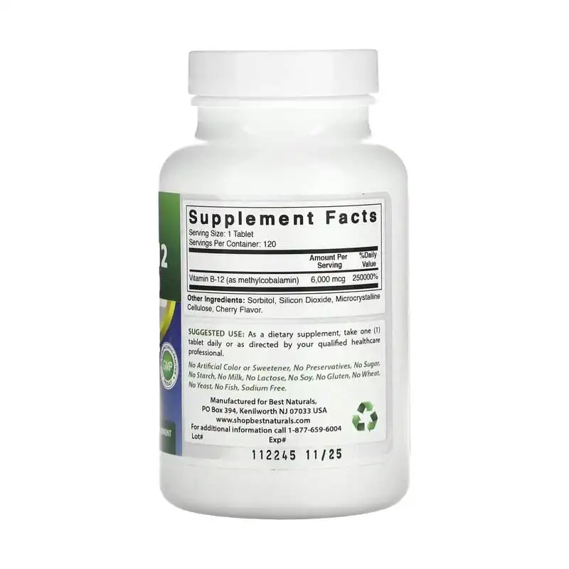 Vitamin B-12 (Methylcobalamin) 6 000 mcg 120 Tablets