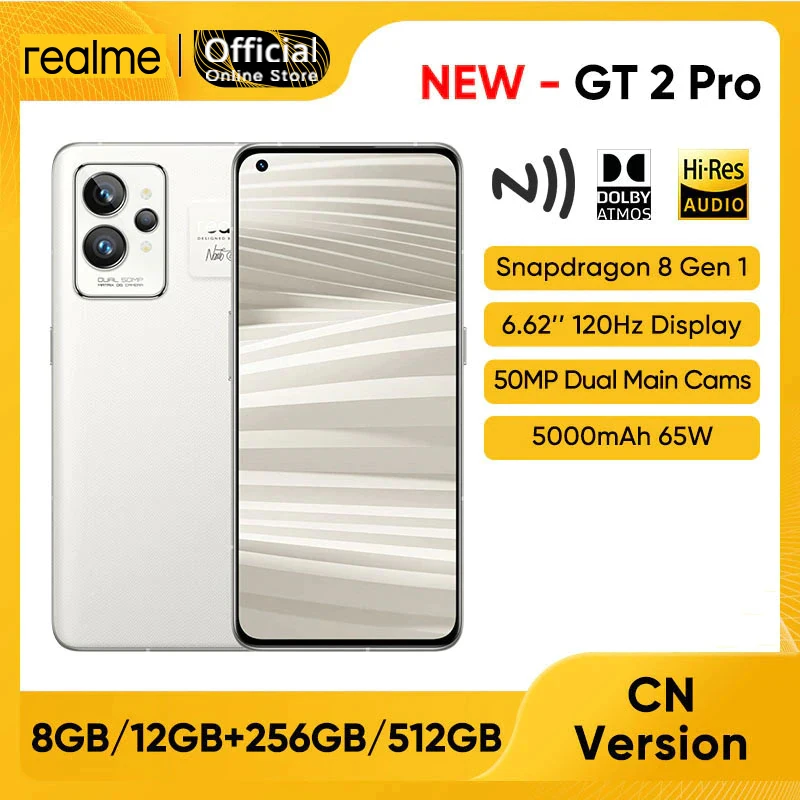 

Смартфон realme GT 2 Pro, Snapdragon 8 Gen 1, 50 МП, ии Тройная камера, 65 Вт, аккумулятор 5000 мАч, AMOLED дисплей 6,7 дюйма, 2K