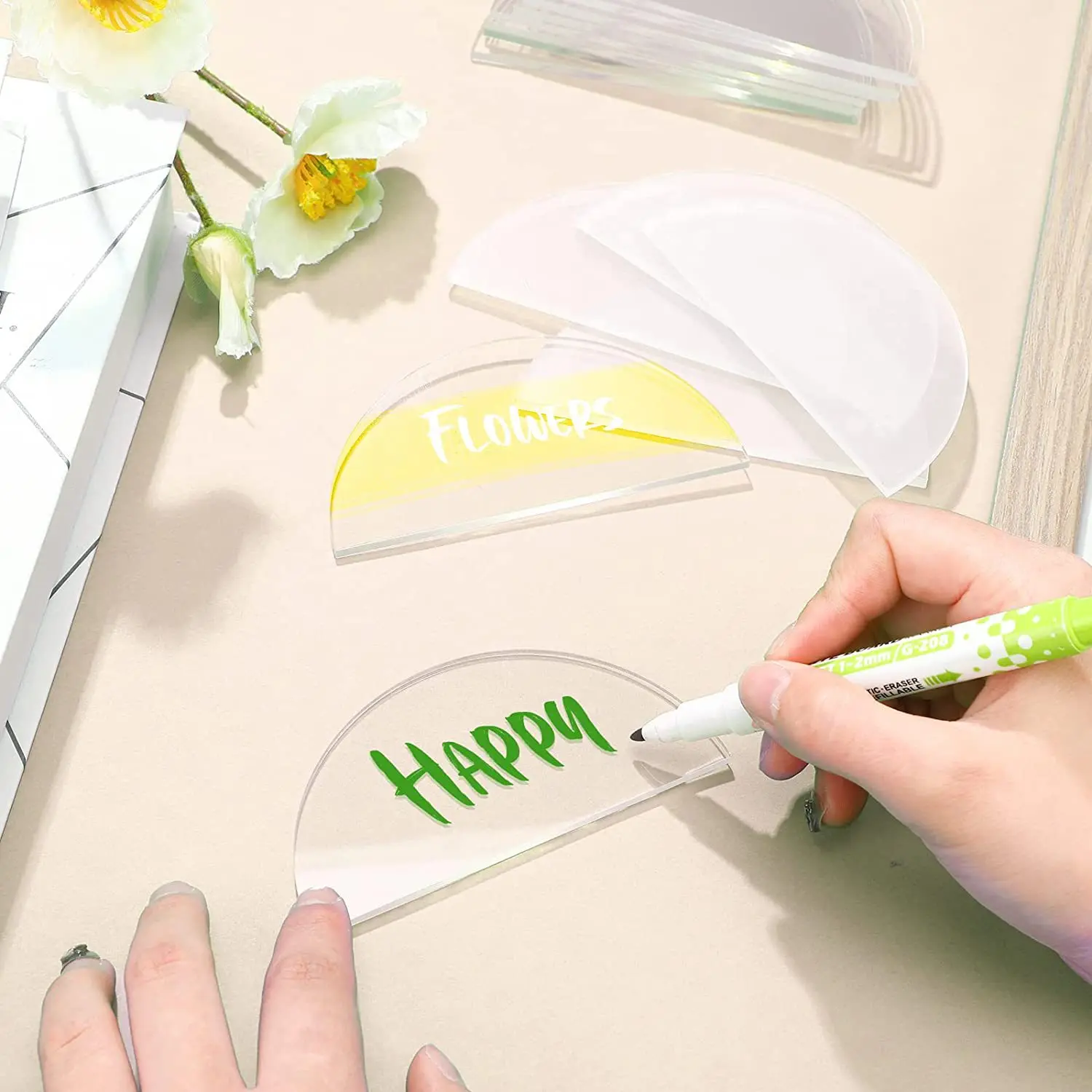 

Half Circle Acrylic Place Cards for Weddings-Arch Acrylic Seating Cards DIY Blank Clear Acrylic Guest Name Cards for Table Decor