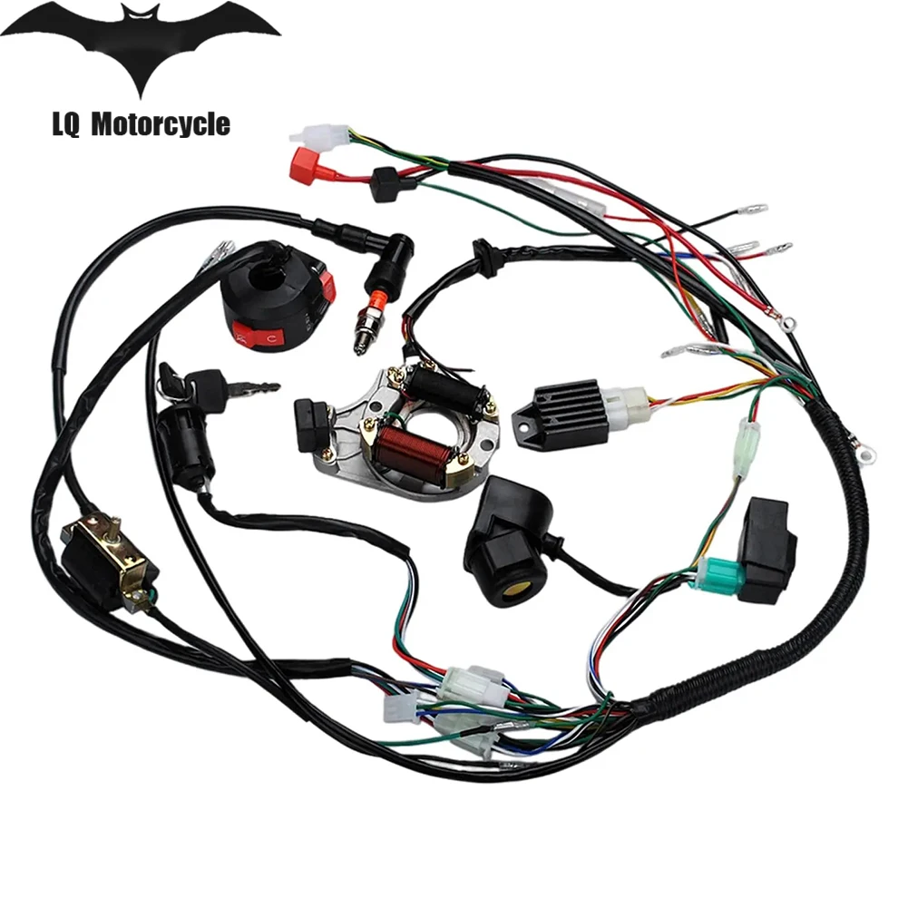 

For Buggy Go Kart 50cc 110cc 125cc 150cc Motorcycle ATV Quad Pit Bike Full Complete Electrics Wiring Harness CDI STATOR 6 Coil