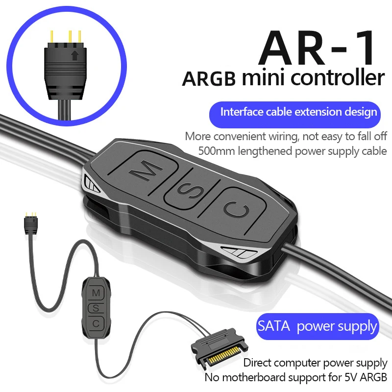 Контроллер ARGB 5V3 pin к SATA блок питания мини RGB контроллер 3-контактный синхронный