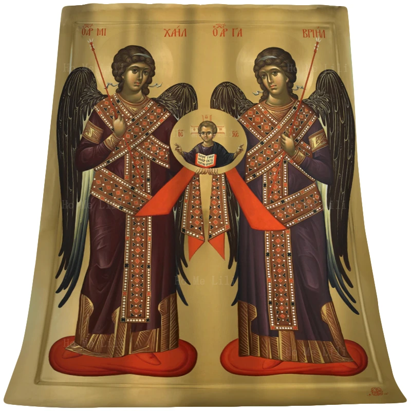 

Archangel Michael's Feast St Gabriel Saint Katherine Great Martyr Byzantine Icons Flannel Blanket By Ho Me Lili Fit For Sofa Use