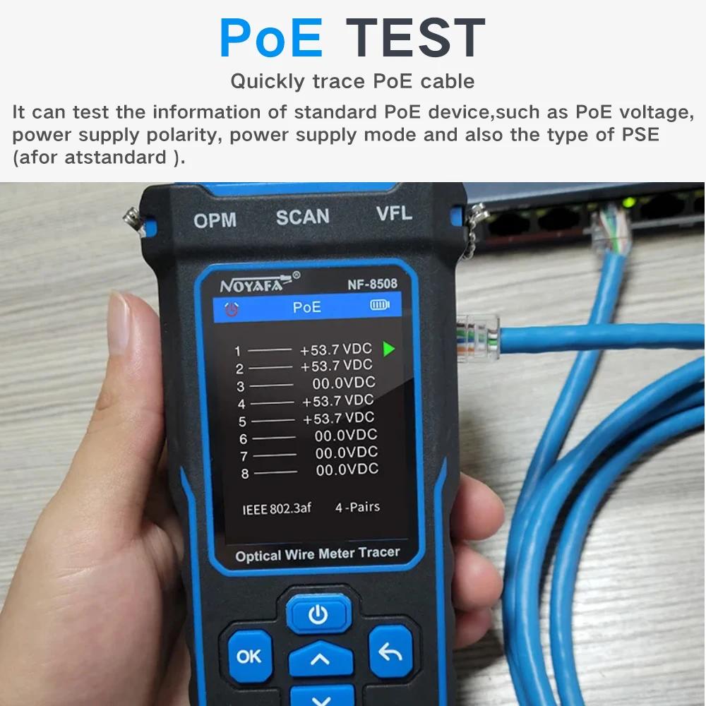 Фото Тестер сетевого кабеля OPTFOCUS CAT5 CAT6 POE, проверка сетевых линий, тестер высокого качества OPM VFL 10 мВт №4