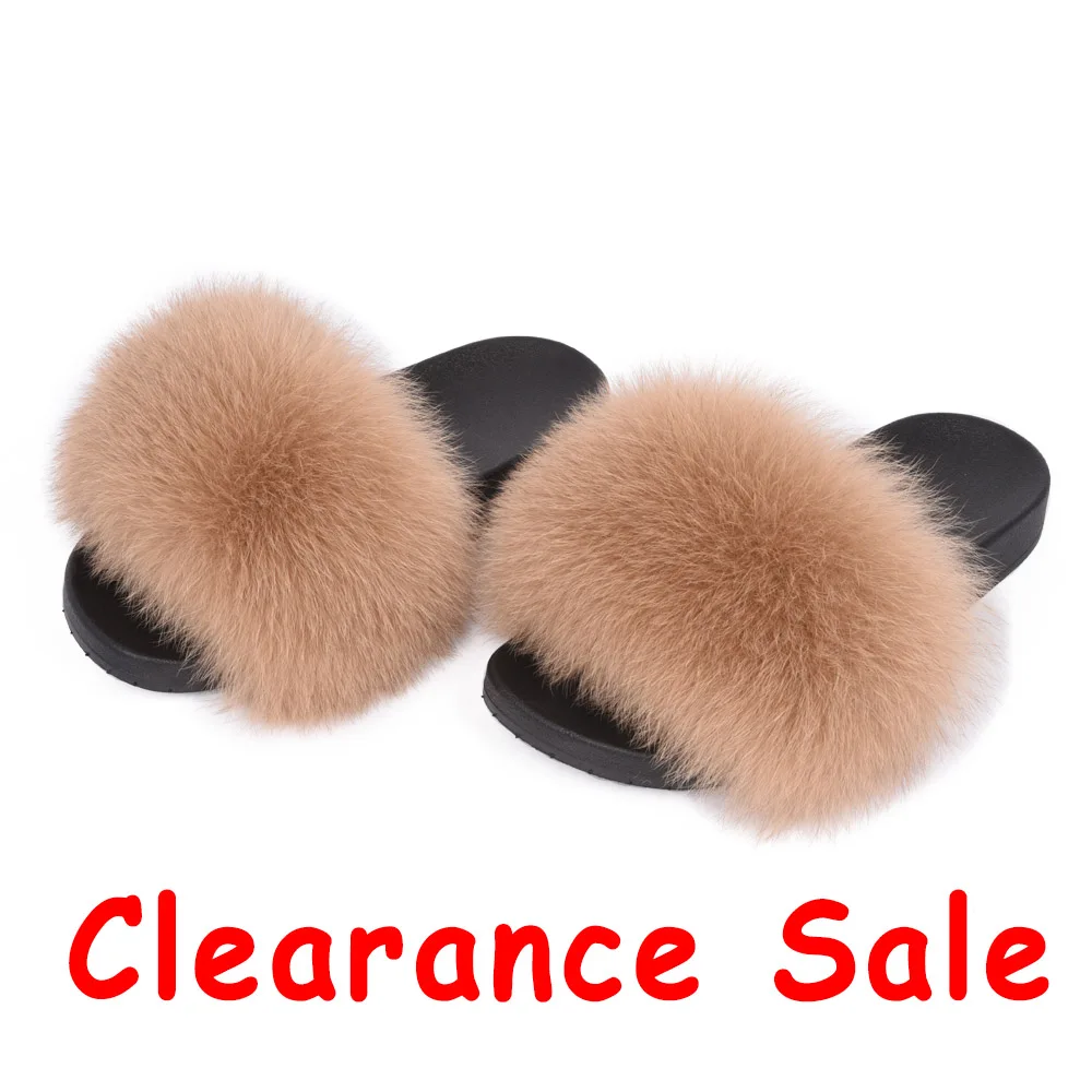

CCFUR Clearance Sale Real Fox Fur Slippers Limited Stock Real Raccoon Fur Mink Fur Slides Furry Fluffy Fur S6018S