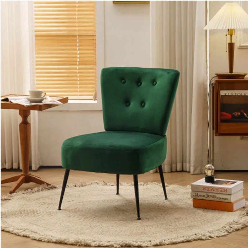 

Accent Chair Tufted Back Velvet Fabric Farmhouse Slipper Chair For Dining Room Living Room Bedroom,Dark Green