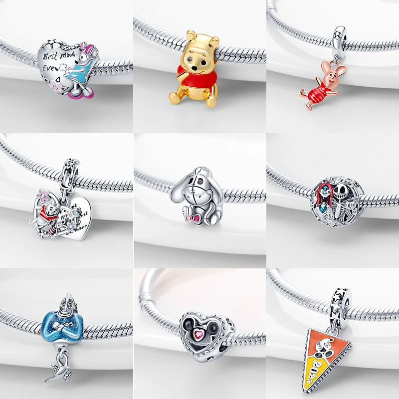100% 925 Sterling Silver Disney Charm Charm Beads for Pulsera Pandora Women Bracelet Necklace Jewelry Jewelry Gift Wholesale images - 6
