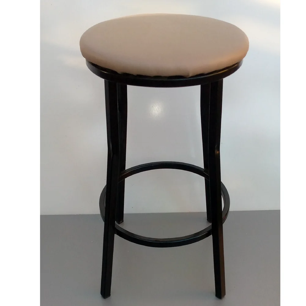 Табурет Черный Каркас Мягкий Бежевое Сиденье высота 50 см  65