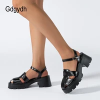 gdgydh closed toe shoes for women sandals comfortable thick heel all black weave women buckle strap sandals 2022 summer shoes