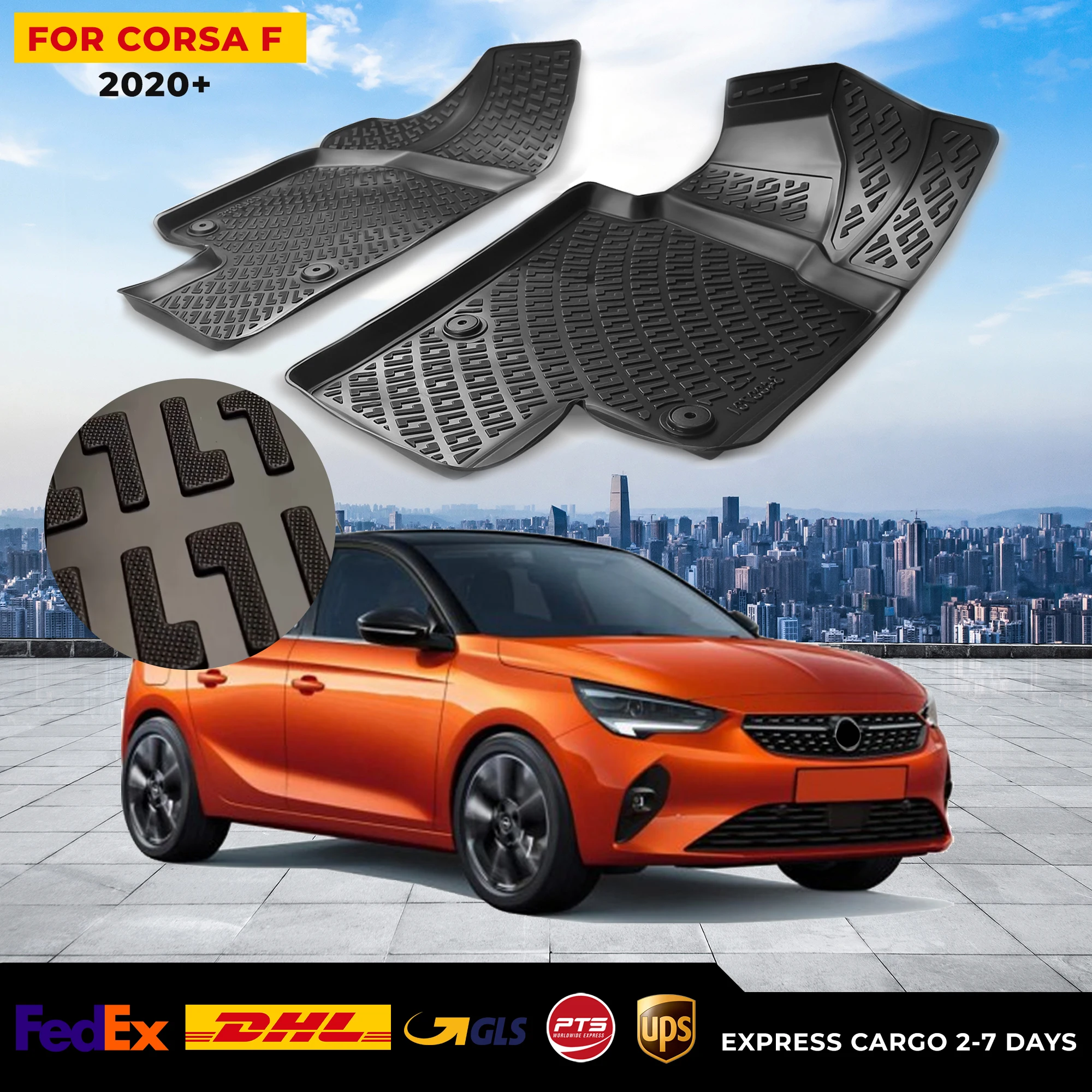 

3D автомобильный напольный коврик для Vauxhall Opel Corsa F 2020 +, водонепроницаемый специальный коврик для ног, аксессуары, коврики, Нескользящие