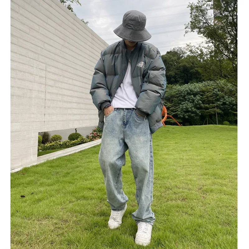 Blue Jeans Straight Leg Men FASHION Baggy Jean Trousers Trendyol Casual Pants Hip Hop Streetwear Y2k Vintage Denim Man Men's