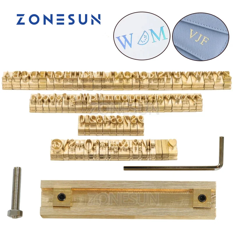 

ZONESUN Custom Logo Leather stamp T slot Copper Alphabet Number Symbol Wood Logo Stamp Mold Branding Iron Stamping Mould set