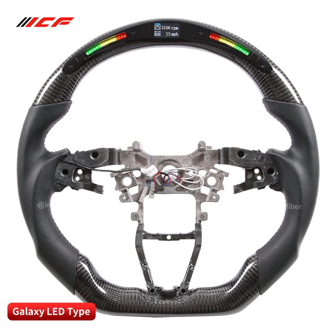 ICF 100% настоящее углеродное волокно светодиодный руль черный гладкая кожа с