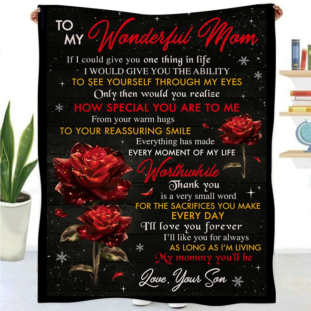 

Теплое одеяло с принтом розы для моей мамы