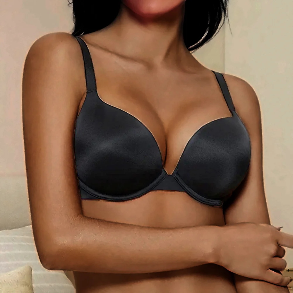 Women’s Push Up T-Shirt Bra Comfort Padded Underwire Bra Lift Up Add One Cup