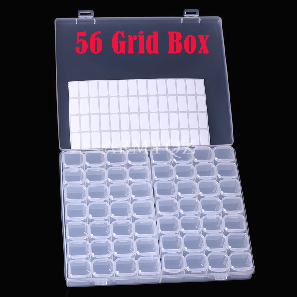 

Шкатулка для украшений «сделай сам», органайзер с 56 ячейками для алмазной вышивки бусин, с кристаллами, для хранения