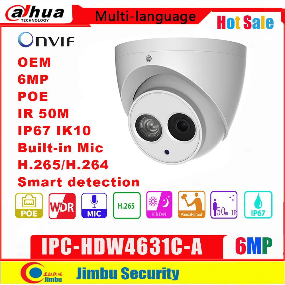 Продажа Камера видеонаблюдения Dahua OEM, 6 МП, POE, металлическая оболочка, IR50M, H.265, IP67, IK10 Скидка Камера видеонаблюдения Dahua OEM, 6 МП, POE, металлическая оболочка, IR50M, H.265, IP67, IK10