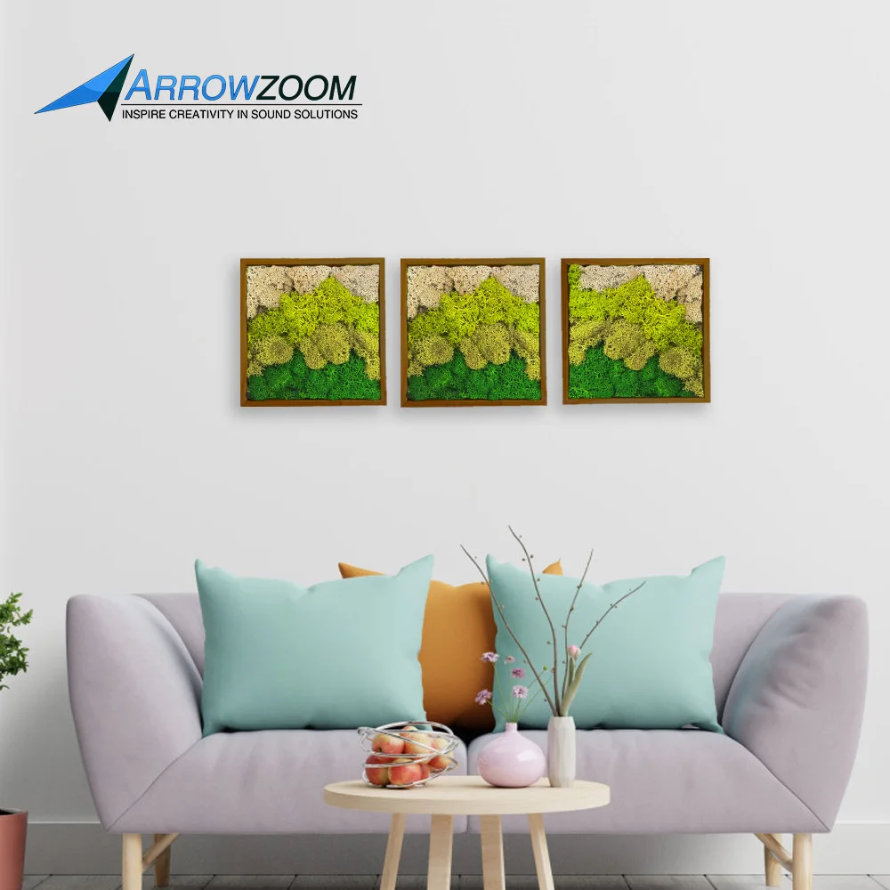 

Arrowzoom Quad-Color Naturally Preserved Moss Wall Decor Framed Square Natural Wood Green DIY Landscape Home Living Room AZ1321