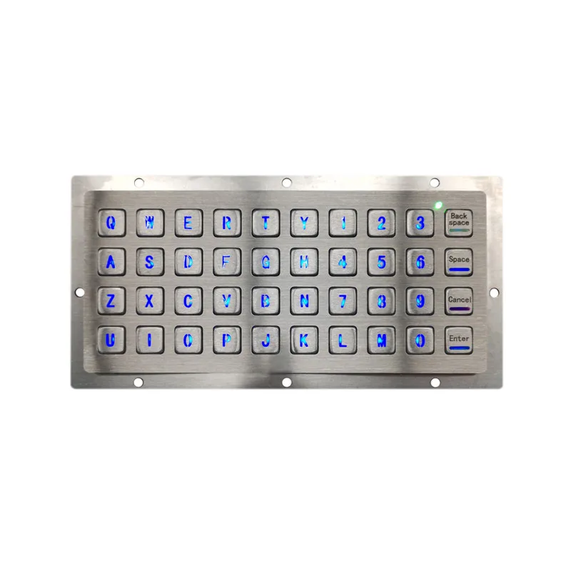 40 Keys Rear Panel Mount Numeric Keyboard Stainless Steel Industrial Metal Keypad With Backlight For Kiosk