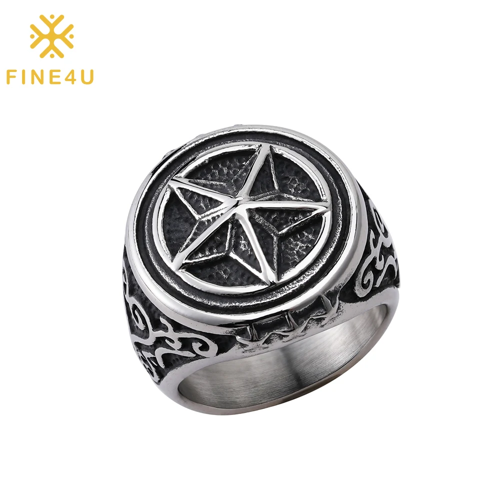 Кольцо мужское с 3d-звездами в стиле ретро, Ширина 7,5 мм