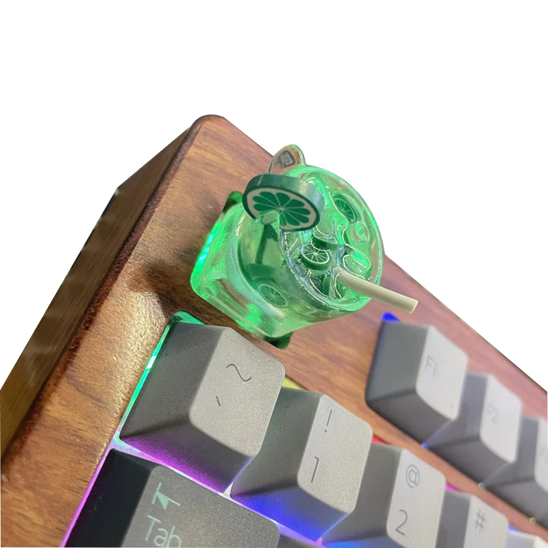 

Personality Lemon Tea Resin Keycap Cute Esc Custom Artisan Keycaps For Mechanical Keyboard Cherry Cross Axis Fruit Keys Cartoon