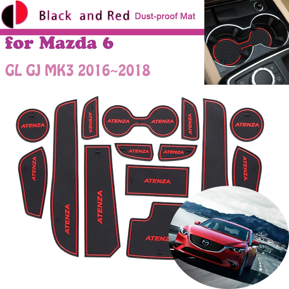 

Rubber Door Groove Mat for Mazda 6 Facelift GL GJ MK3 Atenza 2016 2017 2018 Cushion Gate Storage Slot Coaster Dust-proof Sticker