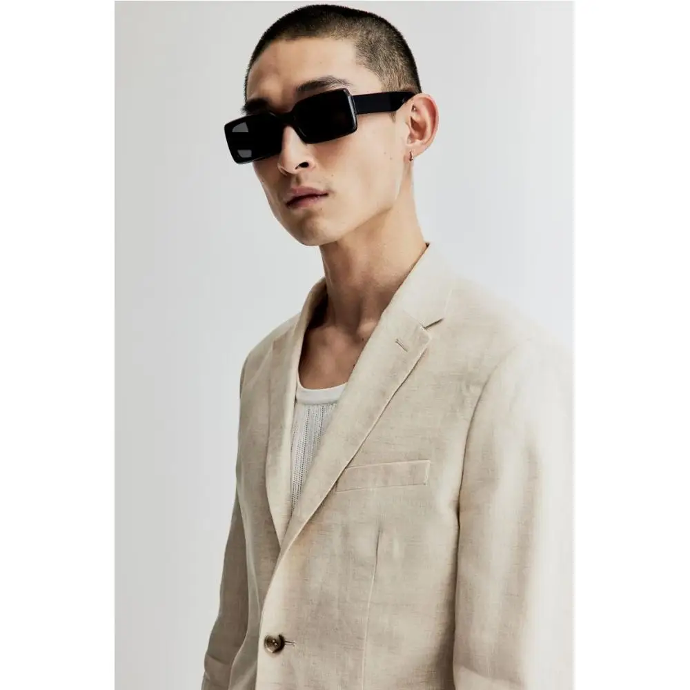 Льняной жакет H M sliM Fit светло-бежевого цвета