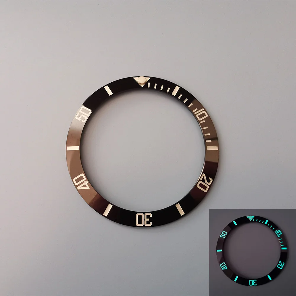 

38mm Black Green Ceramic Ring Bezel Insert Green/Blue Luminous Ring For RLX SUB GMT 40MM Watch Case