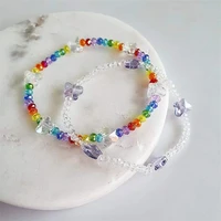 korean colorful crystal beaded bracelets for women sweet flowers butterfly handmade bracelet fashion wedding party jewelry gifts