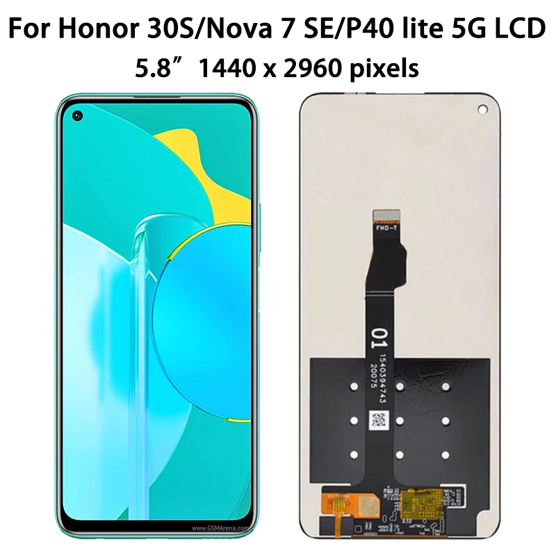 6 5 &quotnova 7 SE CDY-AN00 дисплей для Huawei P40 Lite 5G lcd Сенсорная панель экран дигитайзер Honor 30S