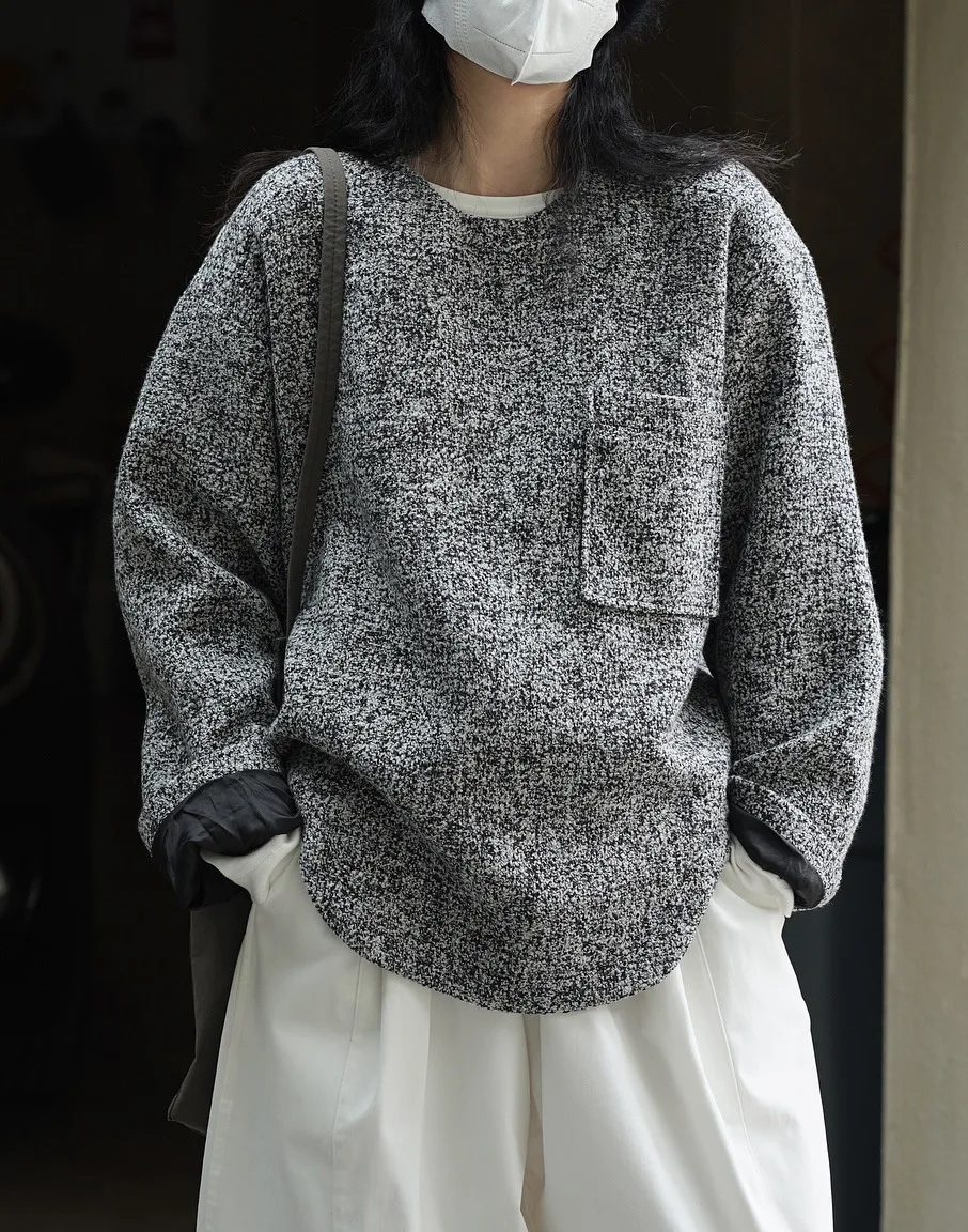 woman classic warm coat sweatshirt