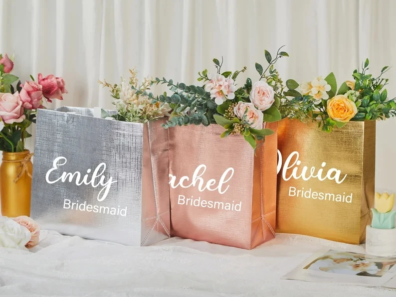 

Customized Bridesmaid Shopping Bags Proposal Team Bride Bags Bridal Party Totes Wedding Personalised Name Gifts