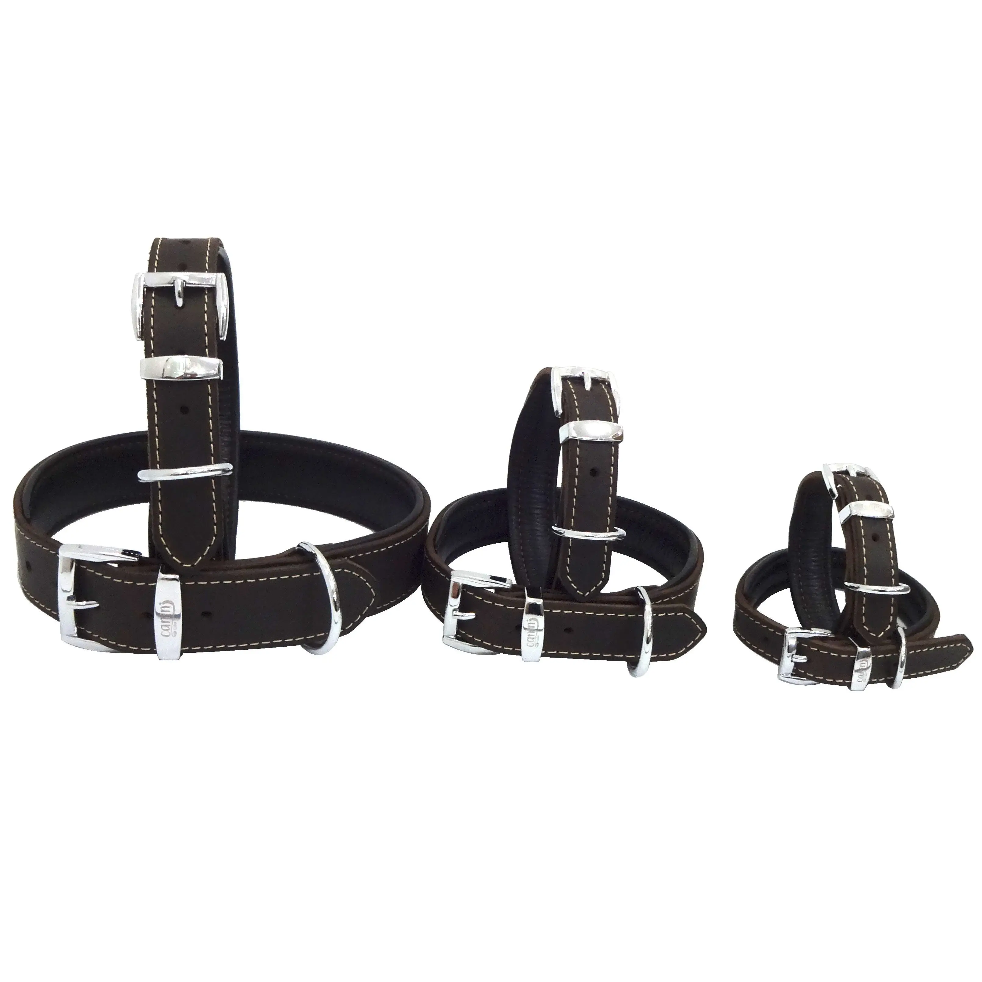 

Leather Dog Collar FULL SET, Genuine Oil Tanned, Soft Padded XXS, XS, S, M, L, XL
