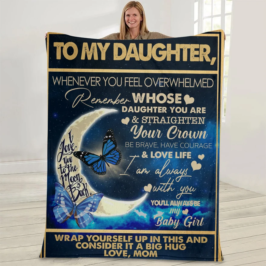 

Home Letter Design 3D Printed Blanket for My Daughter Letter Blanket Warm Portable Sofa Nap Cover Quilt Custom Christmas Gift