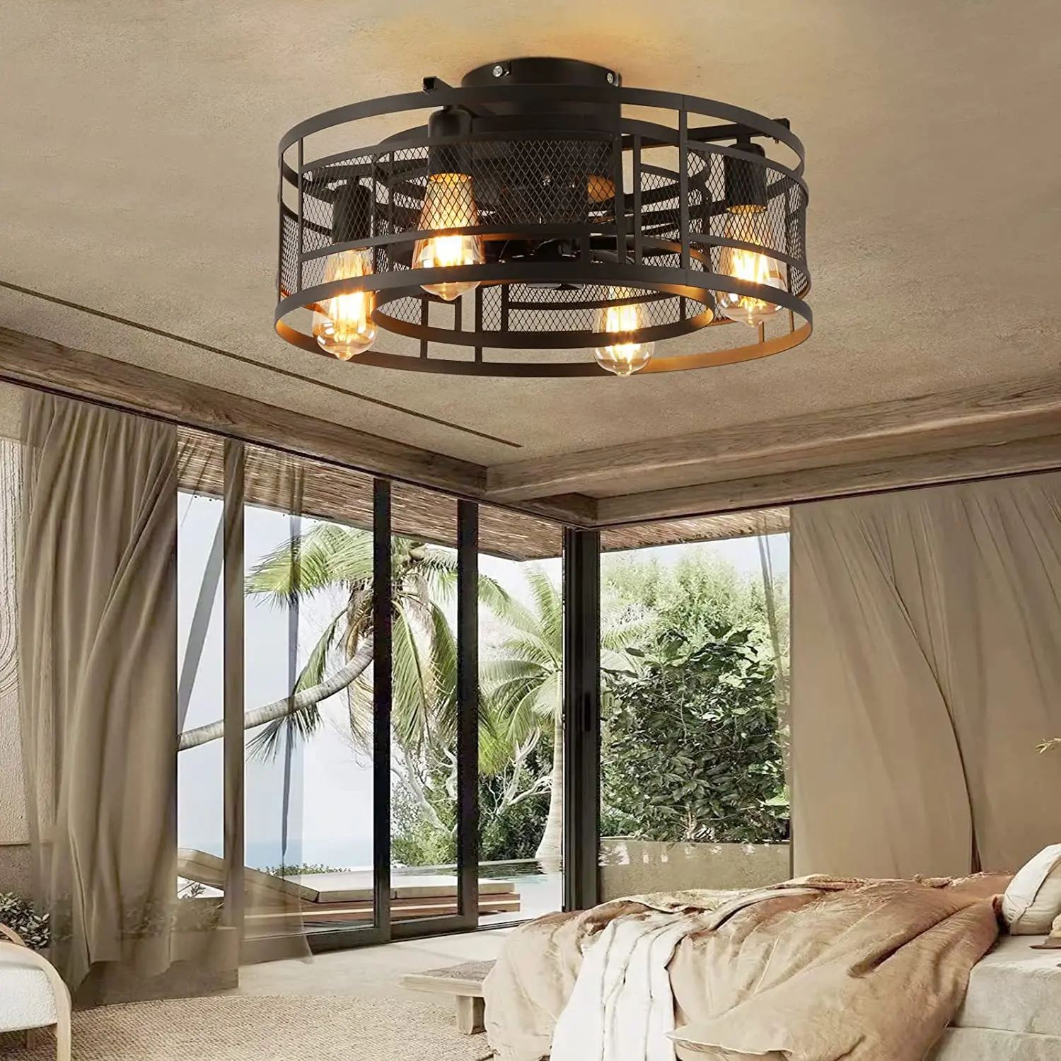 

Низкопрофильный потолочный вентилятор в виде клетки светильник ционным управлением, промышленный беслопастный потолочный вентилятор с ут...