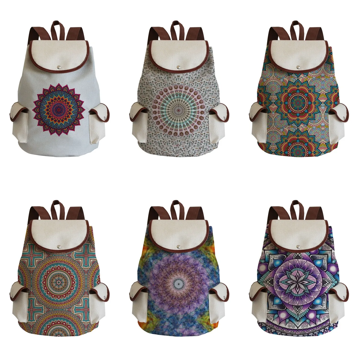 

Mandala Floral Print Beach Travel Backpack High Capacity Outdoor Portable Man Backpack Trendy Women's Backpack Customizable Bag