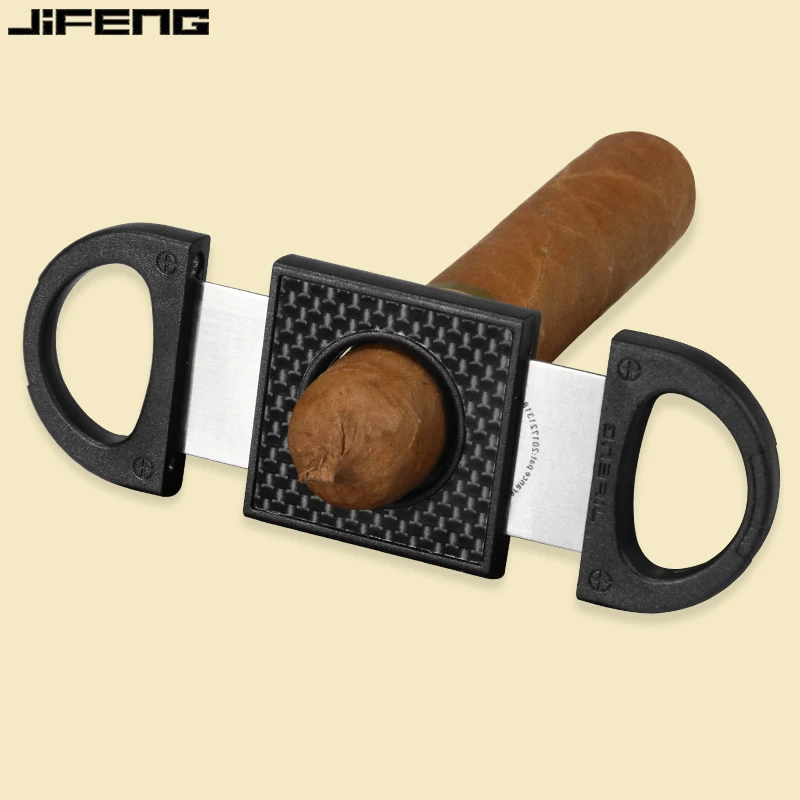 

JIFENG Cigar Cutter Portable Carbon Fibre Cutter Double Edge Stainless Steel Blade Cigar Smoking Set Cutter