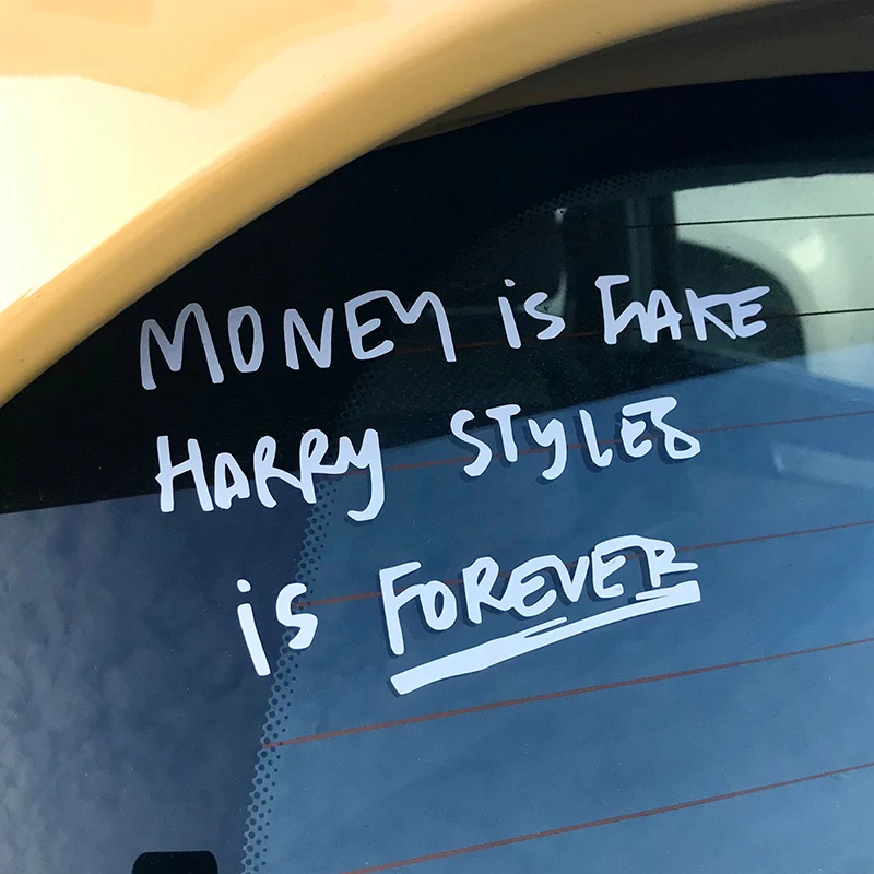 

Money is Fake Funny Car Decals Bumper Windows Stickers Styling Vinyl Vehicle Supplies Support Custom Make Accessories