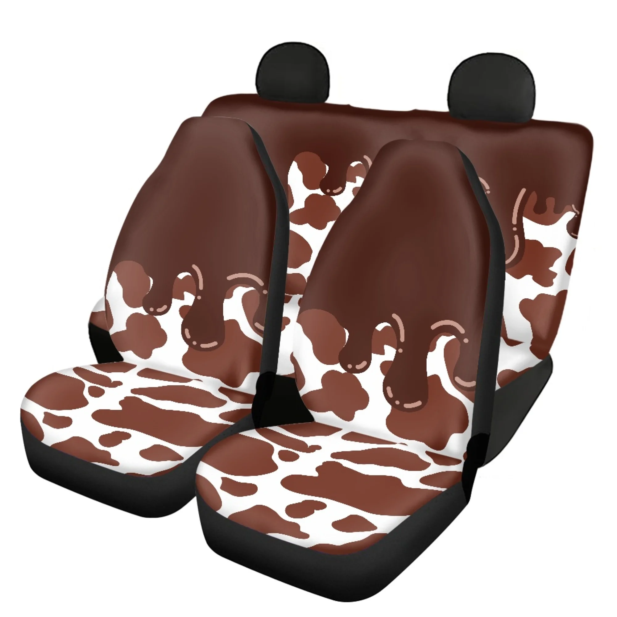 

Чехлы на сиденья автомобиля INSTANTARTS, Мультяшные милые эластичные Защитные подушки в стиле молочной коровы, забавные индивидуальные украшения для авто