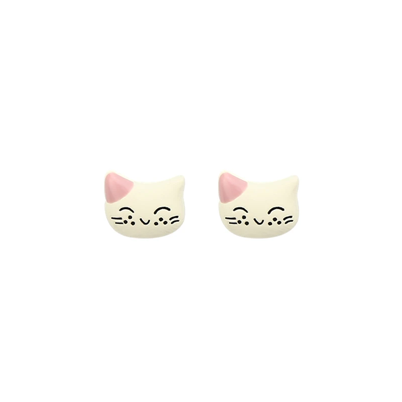 

Cute Cartoon White Cat Stud Earrings Kawaii Kitten Earrings Women's Jewelry Girl