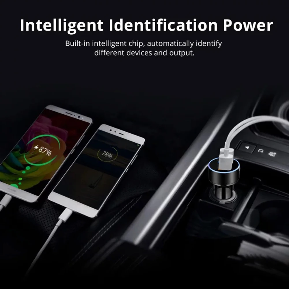 Адаптер автомобильного зарядного устройства Dual USB из алюминиевого сплава для прикуривателя 3.1A 17.5 Вт