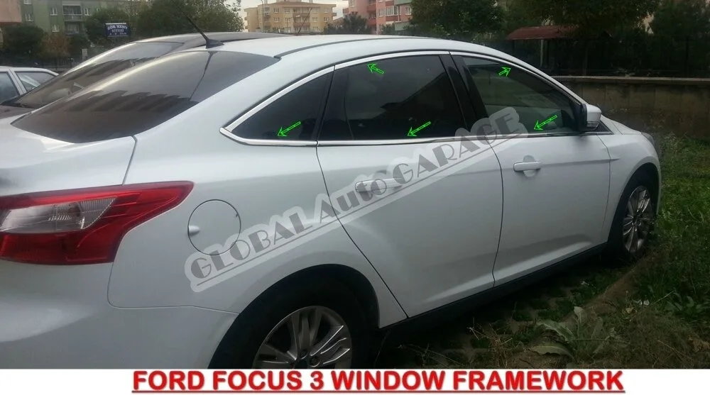 

Для Ford Focus 3 седан 2011-2018 хромированное Окно Литье Окно рамка каркас автомобильный аксессуар диффузор разветвитель автостайлинг