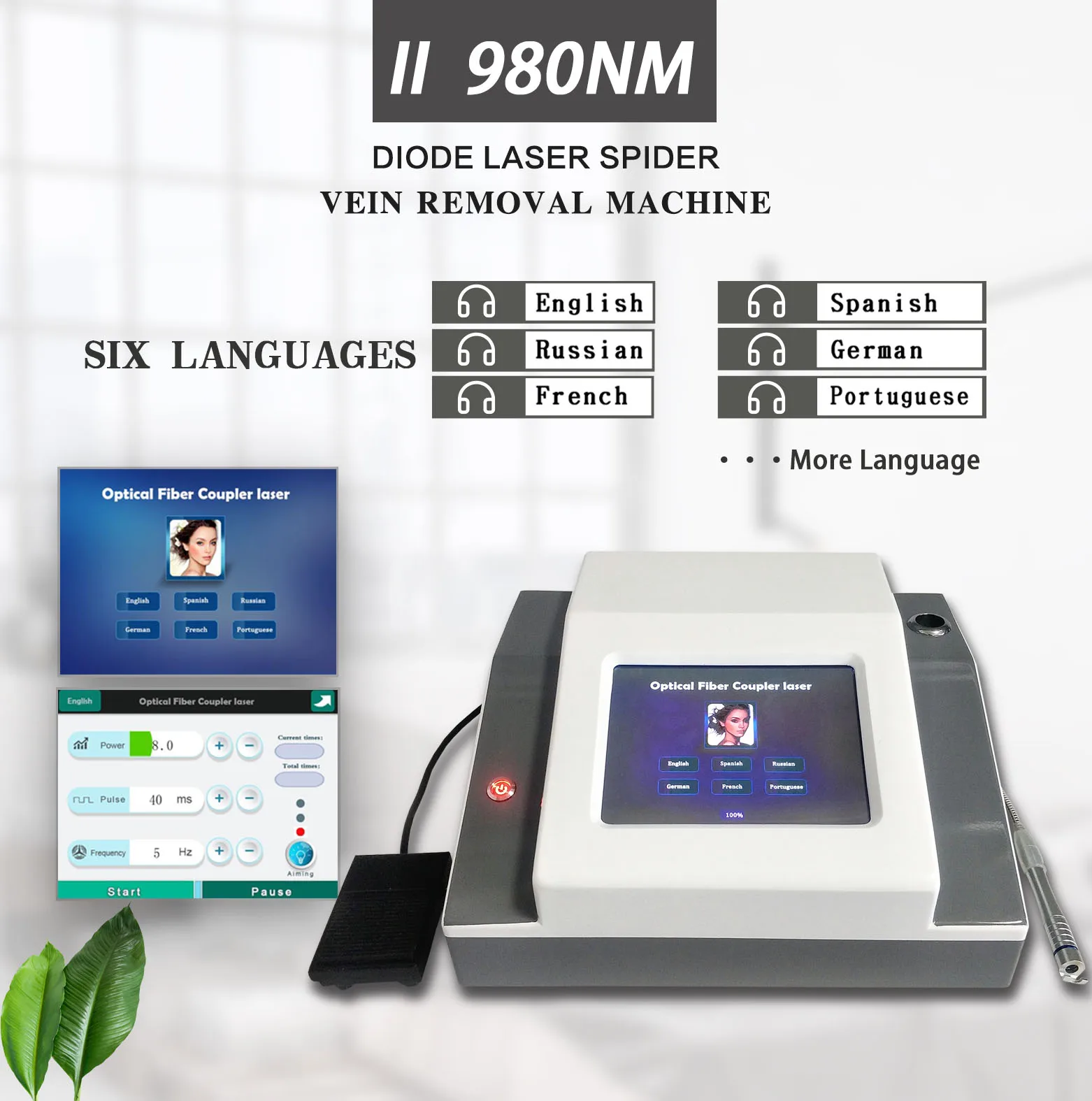 

CE professional medical multifunction diode laser ance treatment spider vein Blood Vessels removal machine vascular laser 980 nm