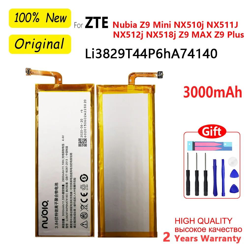 

100% Original 3000mAh Li3829T44P6hA74140 For ZTE Nubia Z9 Mini NX510j NX511J NX512j NX518j Z9 MAX Z9 Plus Phone Batteries