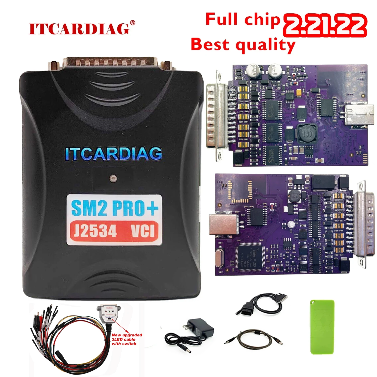 

ITCARDIAG 2.21.22 Original Full CHIP SM2 Pro+ J2534 VCI Purple PCB Gold Plating ECU Programmer Read&Write ECU PCM 67IN1 FLASH