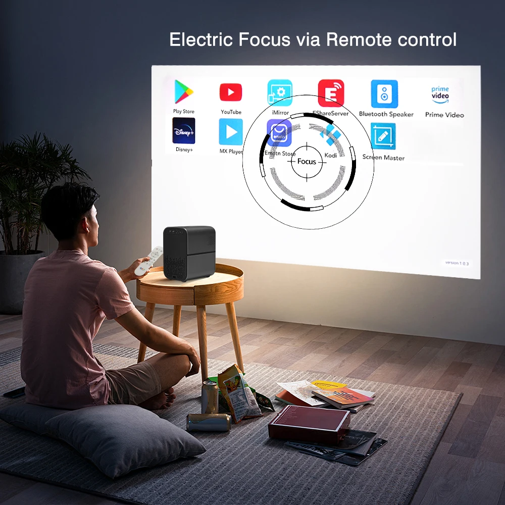 Kup M6 PRO 1080P Projektor Wideo LED Android 9.0 6000 Lumenów 5G Wifi Beamer Elektryczny Focus 4K Kino Domowe Smartphone światło Jednorożec