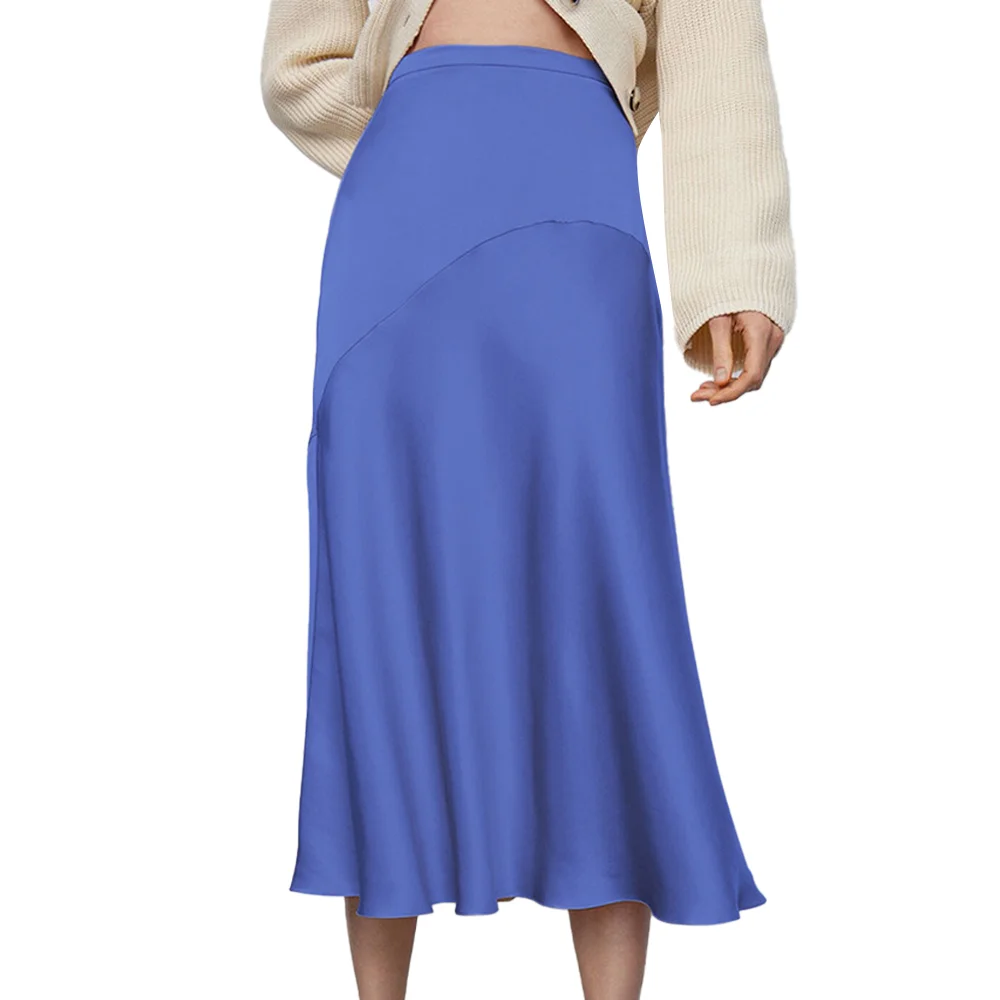

Amandina Luxe Lightweight Side Zipper Silk-Satin Women Midi Skirt
