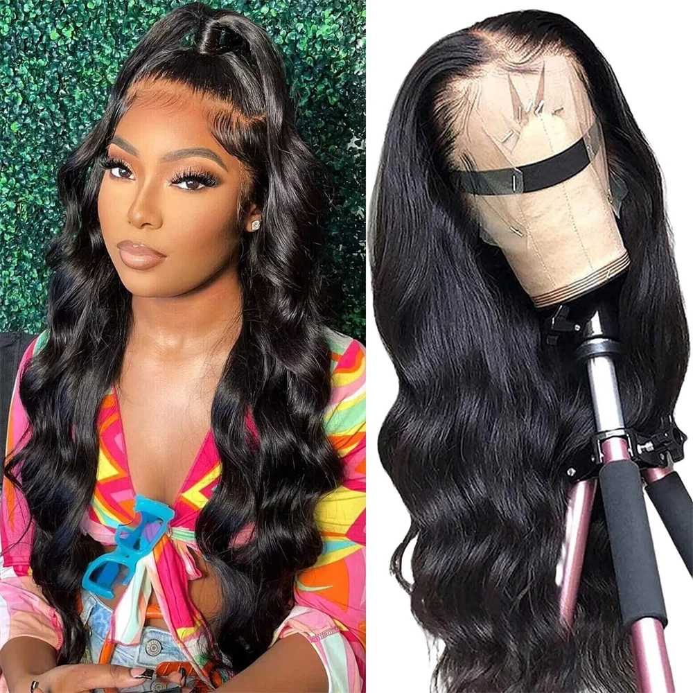 

30" Brazilian Body Wave Lace Front Wig Human Hair 13x4 Pre Plucked Transparent Lace Frontal Wig Perruque Cheveux Humain On Solde