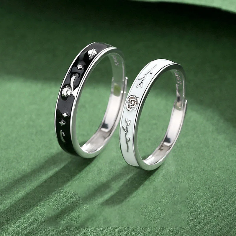 

925 Sterling Silver Prince And Rose Couple Opening Romantic Rings Set For Women Men Fashion Trend Jewelry Giftt